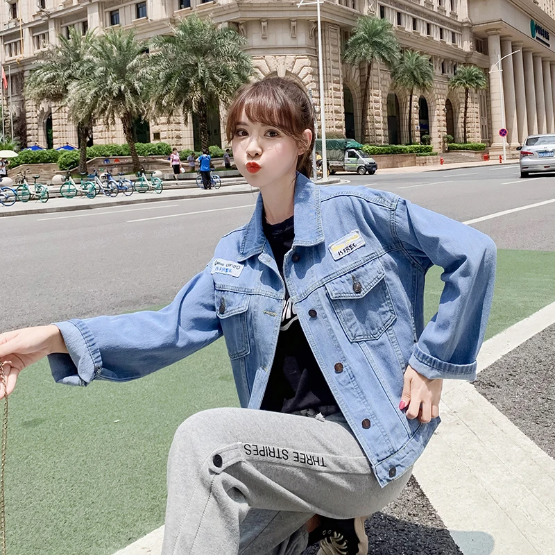 New 2021 Autumn Winter Women's Denim Jacket Outerwear High Street Fashionable Korean Style Chic Jeans Tops Female images - 6