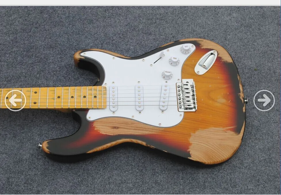 Новинка+ фабрика+ ленивый кот винтажная Красивая электрогитара sunburst relic гитара знаменитой гитары