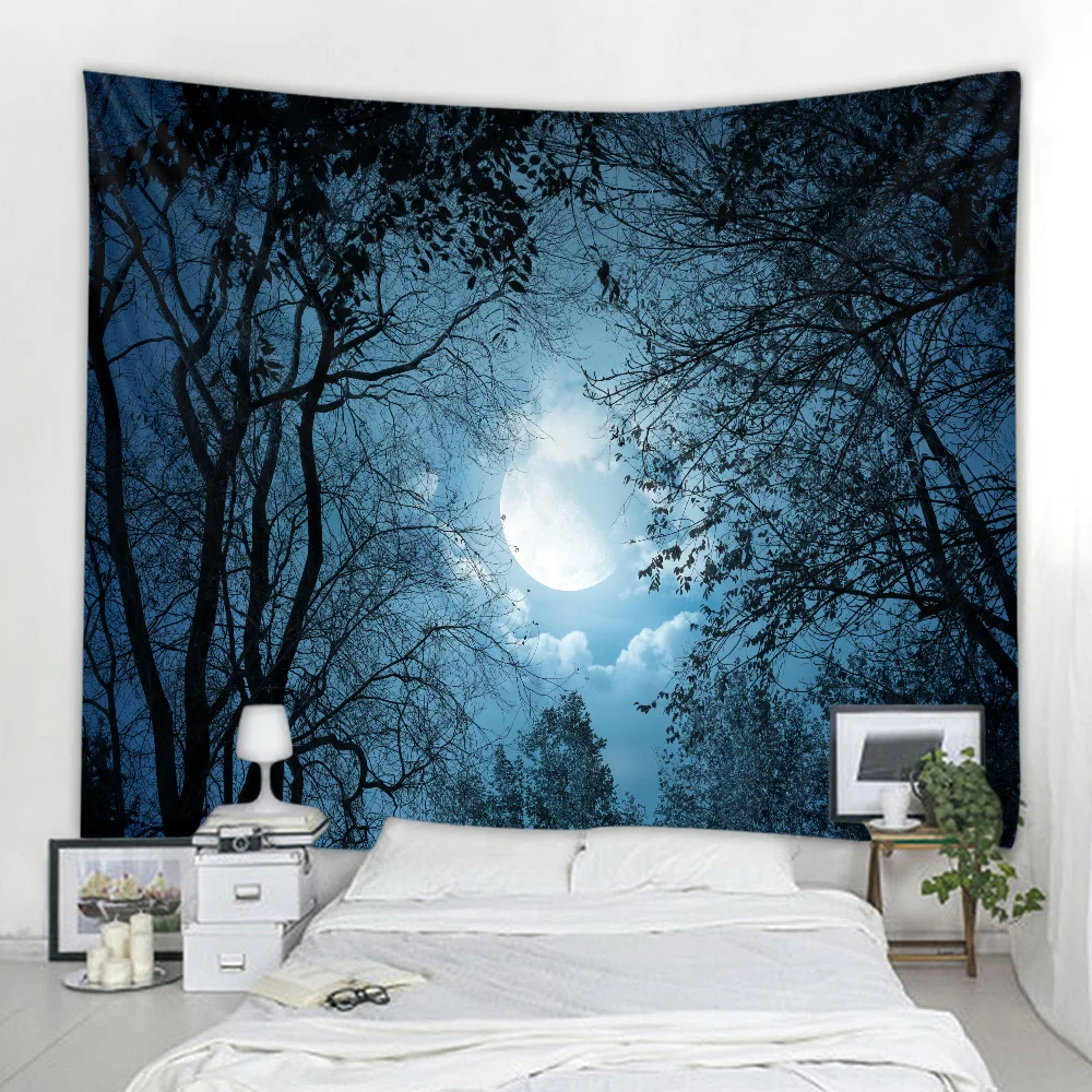 Настенный гобелен с рисунком ночного неба леса Хэллоуина ужасов | Дом и сад