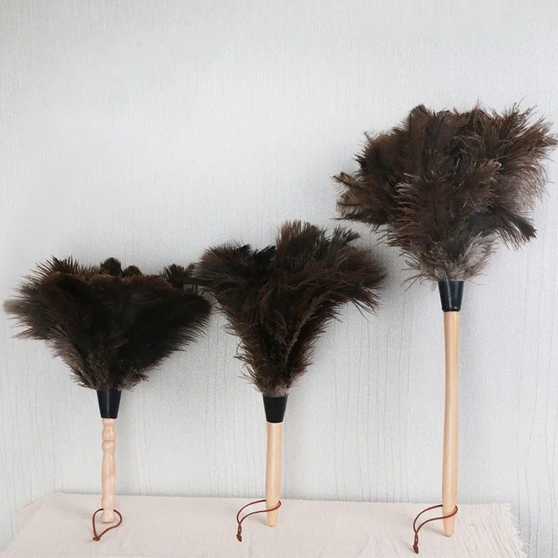 

Feather Fur Brush Duster Dust Cleaning Tool Wooden Handle Anti-static Soft For Home MDJ998