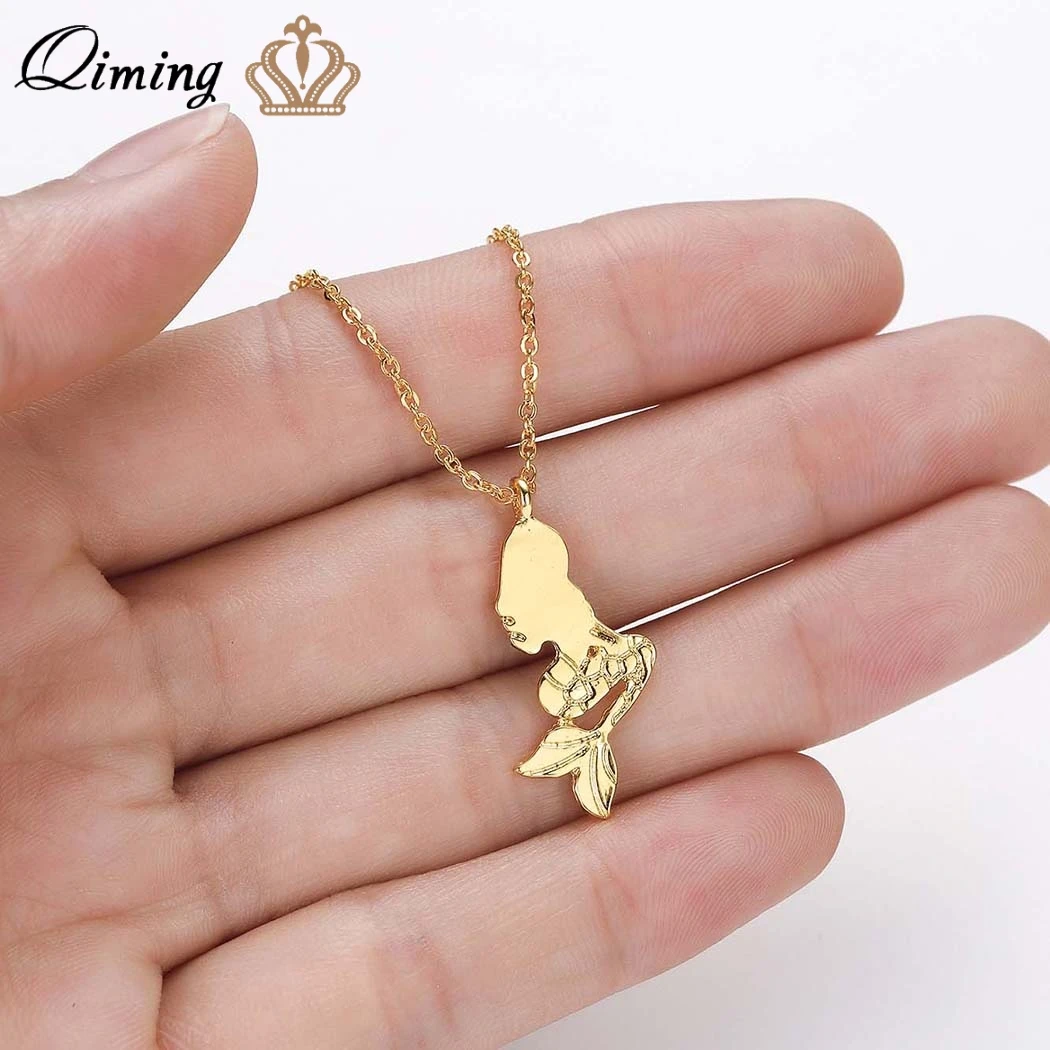 QIMING океан морская ожерелье с русалкой для женщин рисунок Фея подарок на день