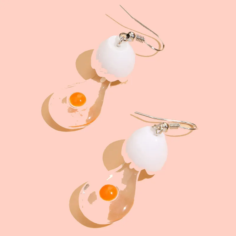 

2021 New Unusual Egg Resin Dangle Earrings for Women korean Alternative fashion Geometry Pendants Earring Creative Fun Jewelry