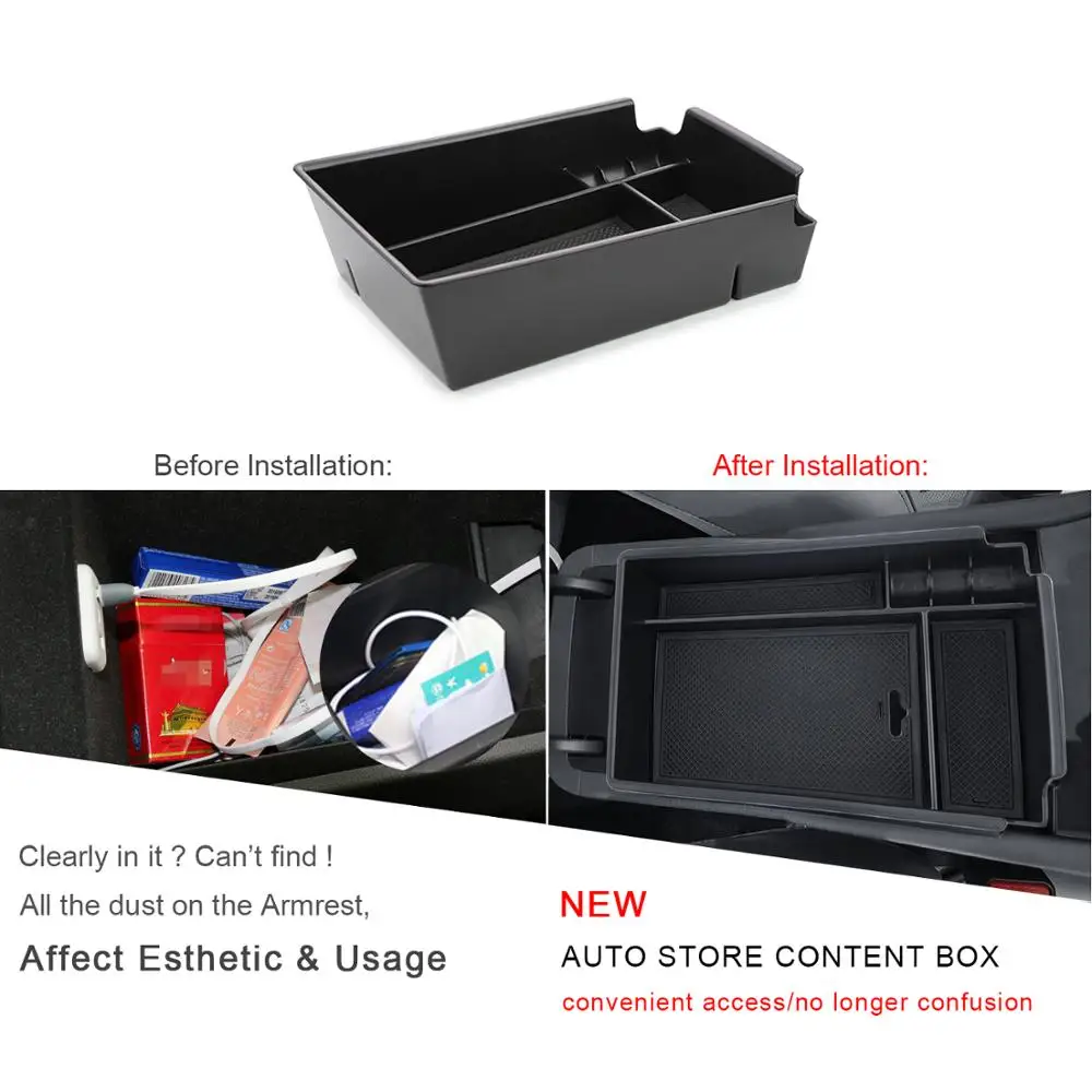 RUIYA – boîte de rangement pour accoudoir de voiture, pour Sonata DN8 10e boîte de rangement centrale en caoutchouc antidérapant, accessoires d'intérieur automobile