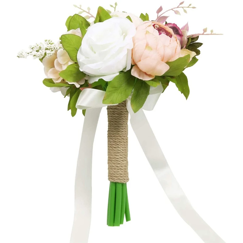 

Свадебные искусственные пионы и розы, шелковые цветочные свадебные букеты для невесты, подружки невесты, букет бросков