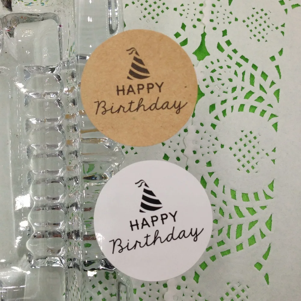 

1200pcs 3.5*3.5cm Hat pattern Kraft Sticker For Diy Hand Made Gift Cake Candy Paper Tags Self Adhesive Stickers label