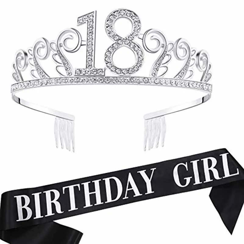 Тиара корона принцессы пояс 18th 21st 30th 40th 50th 16 18 21 30 40 50 лет с днем рождения Нарядная, для девочек украшения подарок услуга