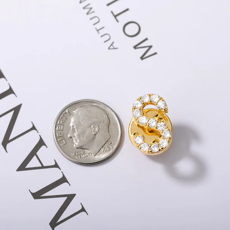 Cute Initial Letter Pin Brooches For Women Friends Gold Zircon Rhinestones Badges Elegant Brooch Jewelry New Year Gift BFF 2021 | Украшения