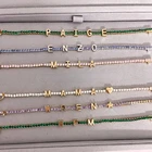 2021 A-Z браслет с надписью, теннисная цепь, персионный браслет, красочные циркониевые браслеты на заказ, милые женские изысканные рождественские подарки