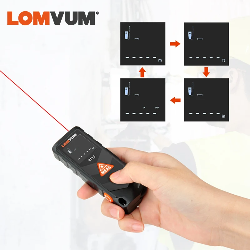 LOMVUM Лазерная Лента дизайн колес цифровой дистанционный измеритель закругленное расстояние USB зарядка