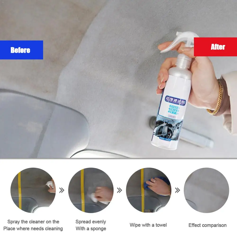 

Car Interior Cleaning Agent Ceiling Cleaner Leather Flannel Woven Fabric Water-free Cleaning Agent Auto Roof Dash Cleaning Tool