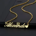 Ожерелье с именем на заказ из нержавеющей стали, ожерелье с именем на заказ с короной для женщин, ювелирные изделия, подарок на день рождения