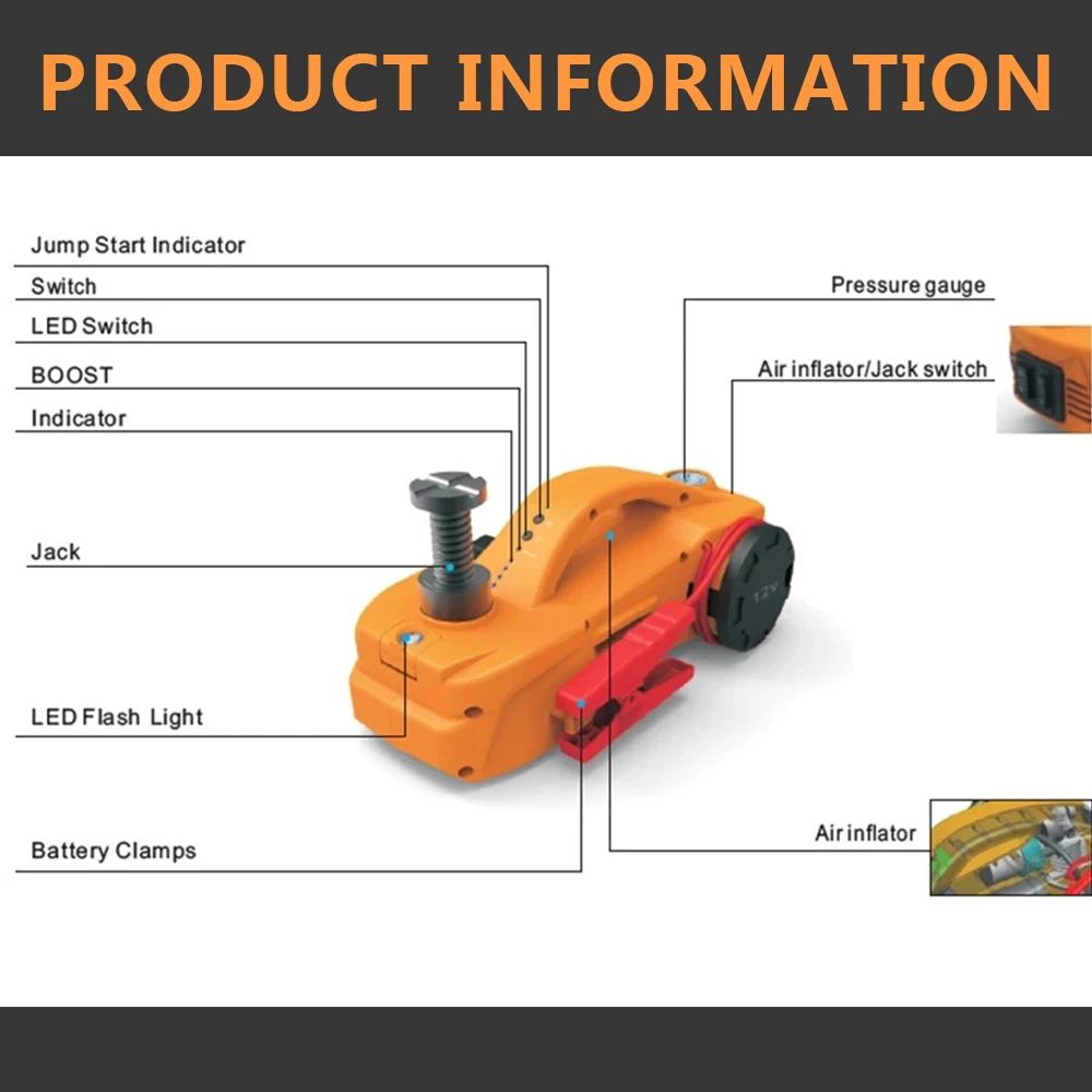 Компрессорное пусковое устройство для автомобилей все в одном автомобильное 12 В