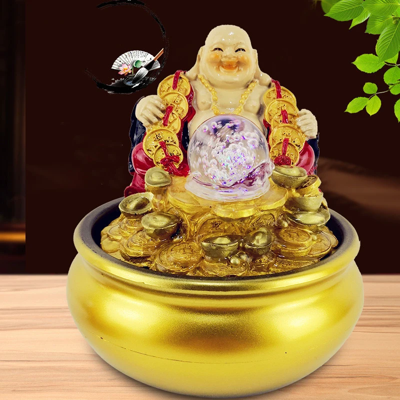 Chinese Feng Shui Decorations Company Office Desktop God of Wealth Lucky Ornaments Indoor Small Fountain Home Air Humidifier | Дом и сад