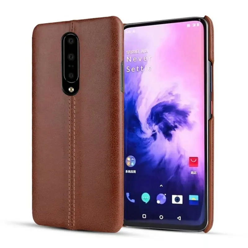 Кофе Oneplus 7 Pro Чехол для Oneplus7 Pro натуральная кожа задняя крышка Oneplus 6 T Oneplus6 T настоящий кожаный бампер чехол Oneplus 6 Funda - Цвет: Кофе