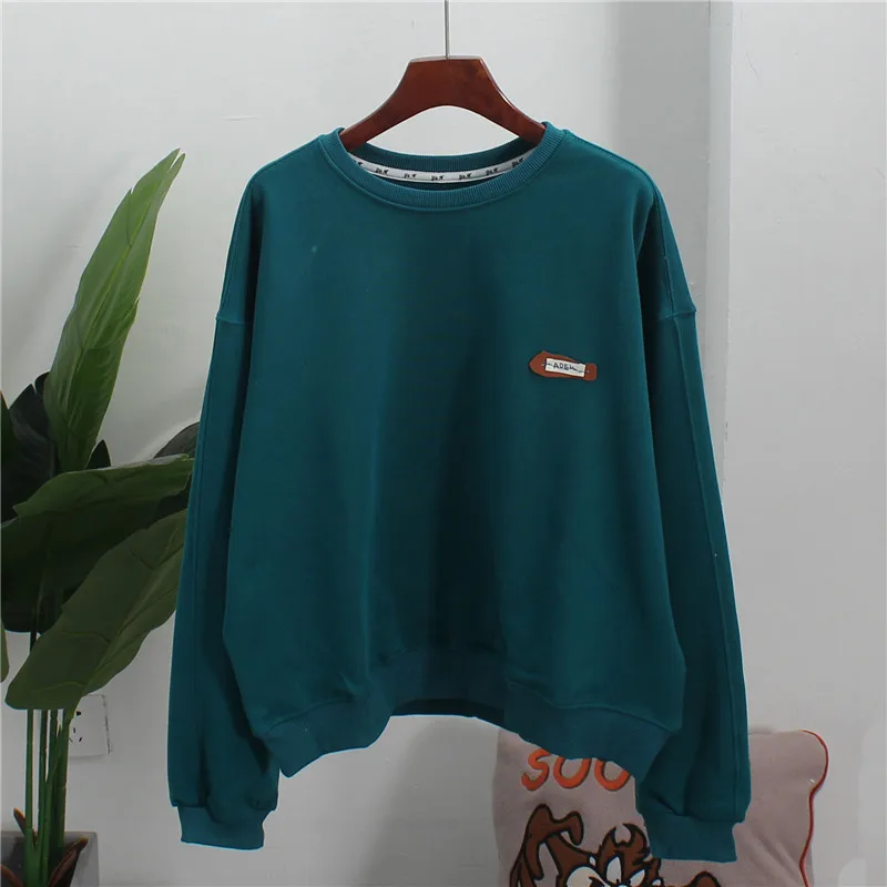 

2021 Spring Autumn Hoodie New Large Size Loose Korean Style Women Top Terry Cotton Round Neck Student Fashion Sweatshirt
