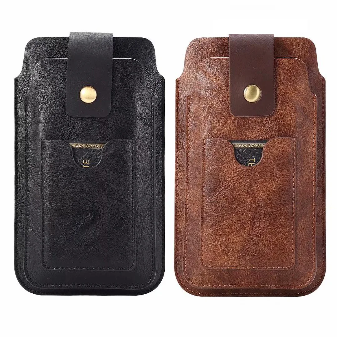 

Luxury Double Layer Genuine Leather Waist Bag Men,Mobile Phone Belt Clip Holster Case For iPhone Xiaomi Samsung Smartphone Pouch