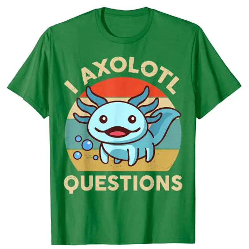 I Axolotl вопросы рубашка детская синяя Саламандра плюшевая Axolotl-любимая футболка