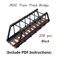 moc train track bridge model set 216 pcs black railway viaduct bridge compatible 53401 city train parts building blocks diy toys