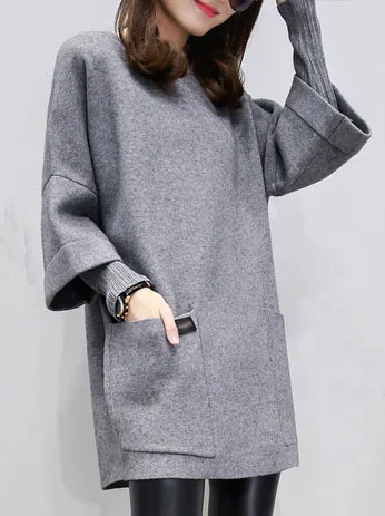 Gray 4xl размера плюс женские толстовки Весна Осень Зима свободные Ложные две части модные серые розовые толстовки женские A1923 - Цвет: Gray