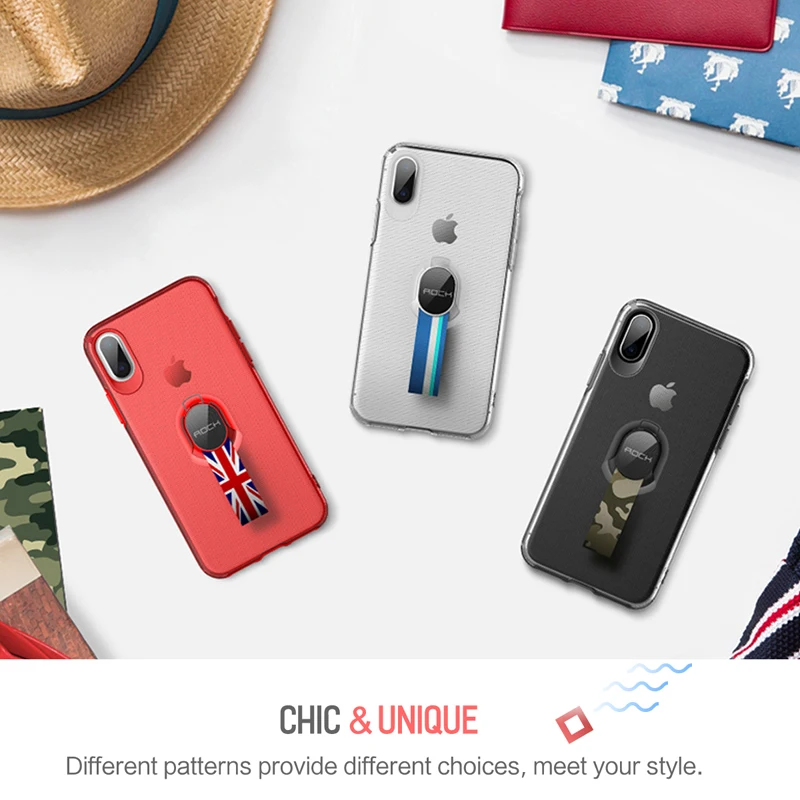 Защитный чехол ROCK Moc для iPhone X, 7, 8 Plus, Капа со съемным ремешком, кольцо на палец, работающее с другим магнитным держателем, распродажа