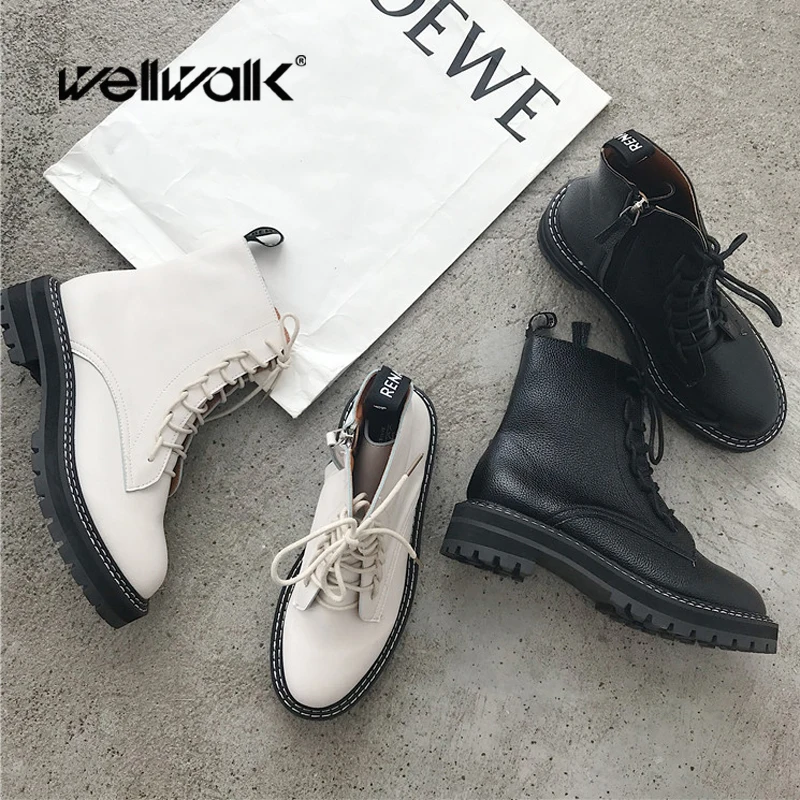 Черные белые ботильоны martin женские короткие ботиночки на шнуровке женская