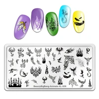 beautybigbang nail art template stencil tool animal style phoenix image fire birds peacock stainless steel nail stamping plate