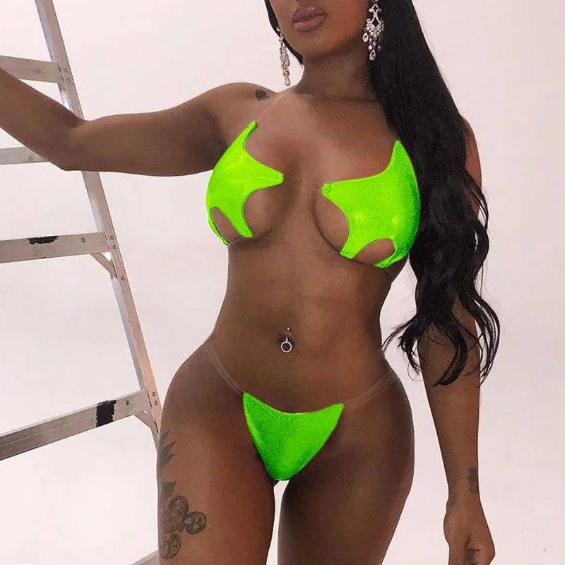 Сексуальное мини бикини Misswim 2019 купальник пуш ап Женский неоново зеленый женский