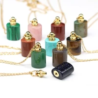 fashion women perfume bottle necklace natural stone crystal agates essential oil diffuser vial necklaces exquisite jewelry gift