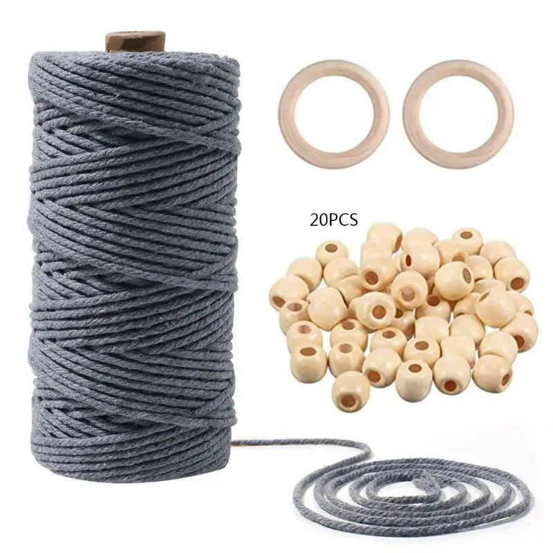 

1 комплект веревка макраме хлопковый шнур ручной шнурок для ремесла деревянные бусины круг кольцо комбинация DIY Поставки домашние украшени...