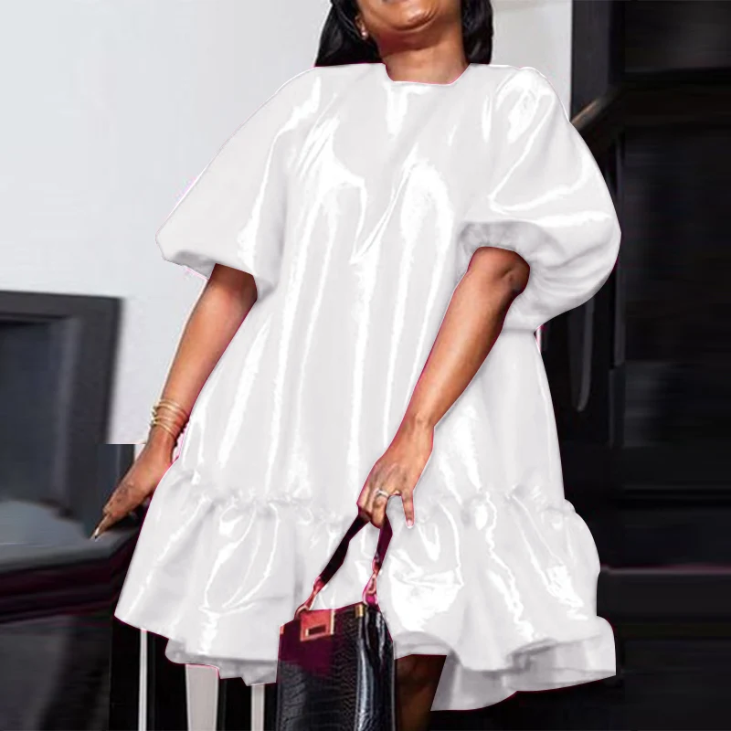 Свободное платье VONDA женские свободные мини-платья с круглым вырезом и пышными