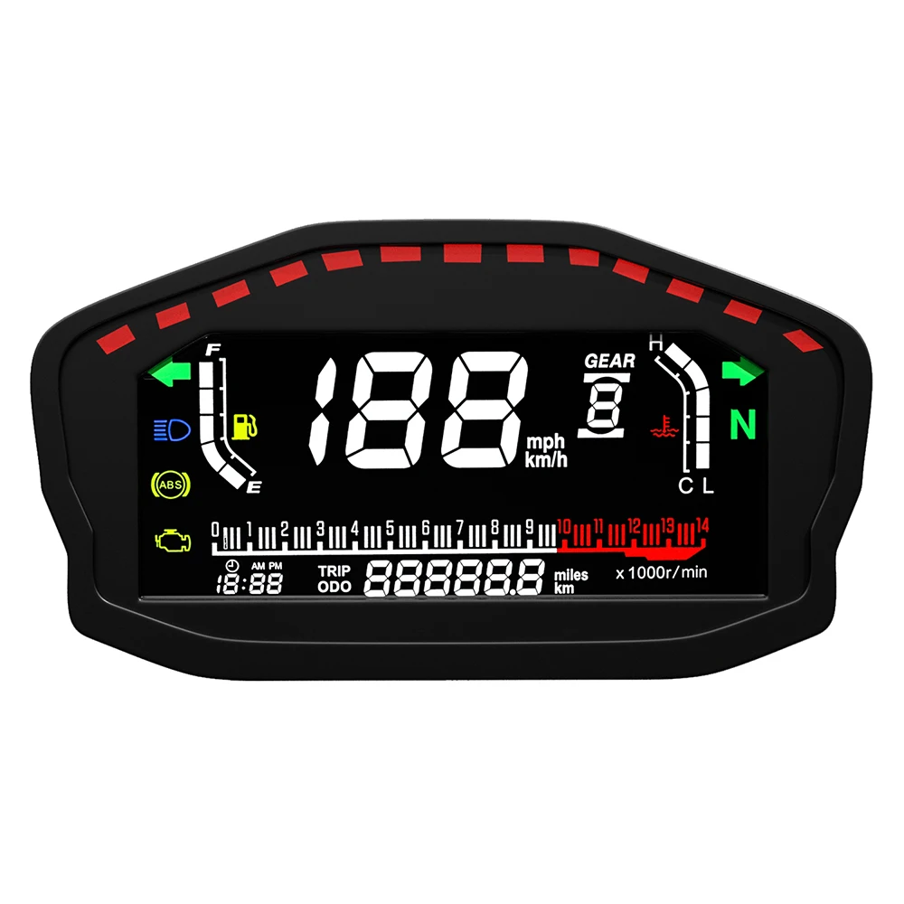 

Motorcycle Speedometer LED LCD Dashboard Backlight Odometer for 1,2,4 Cylinders Honda Motorcycle Digital Panel Meter Universal