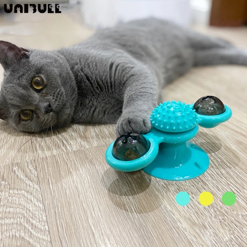 

Cat Windmill Toy Funny Massage Rotatable Cat Toys With Catnip LED Ball Teeth Cleaning Pet Products for Popular products