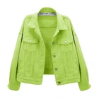 Женская джинсовая куртка с буквенным принтом, однобортная свободная черная короткая джинсовая куртка в Корейском стиле, весна-осень 2021