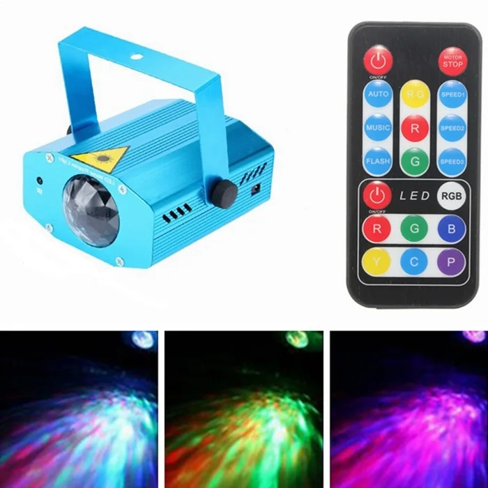 Лампа светодиодная RGB с дистанционным управлением 3 Вт эффектом волны|laser projector|dj