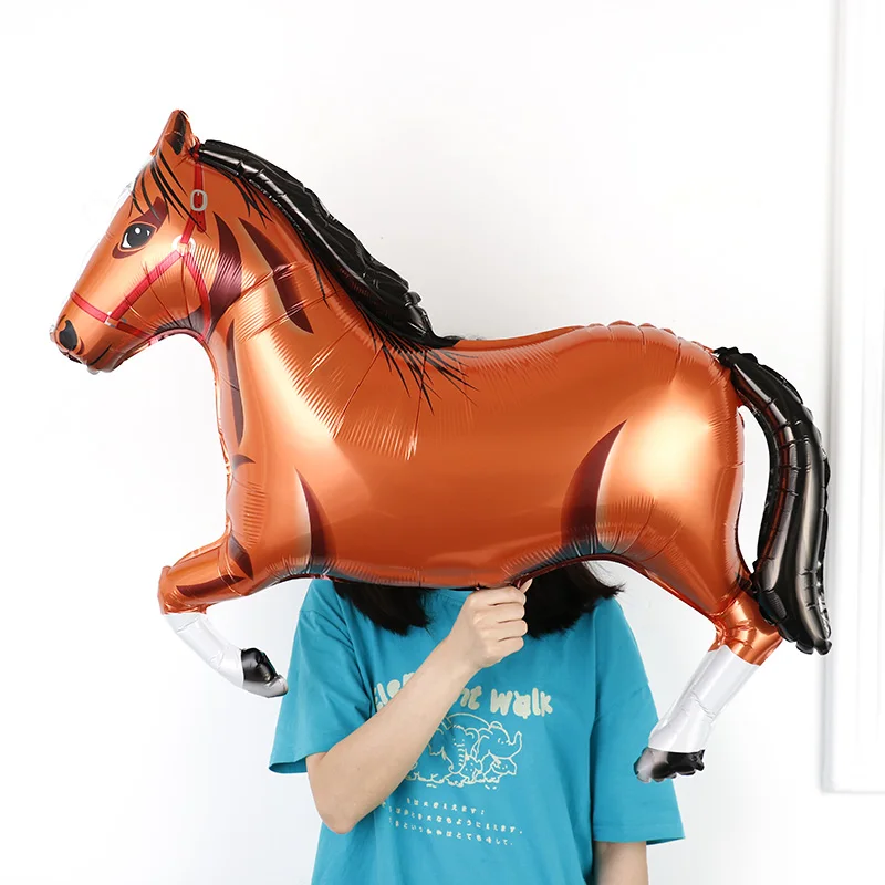 Большие фольгированные воздушные шары в виде белых лошадей огромное украшение