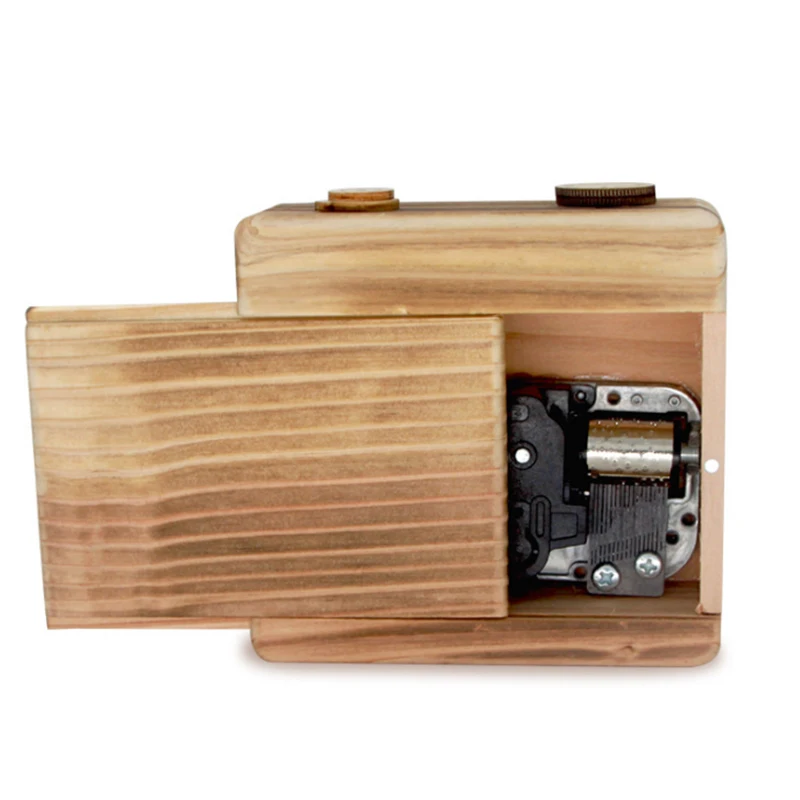 Деревянная музыкальная шкатулка в ретро стиле форме классической мелодии