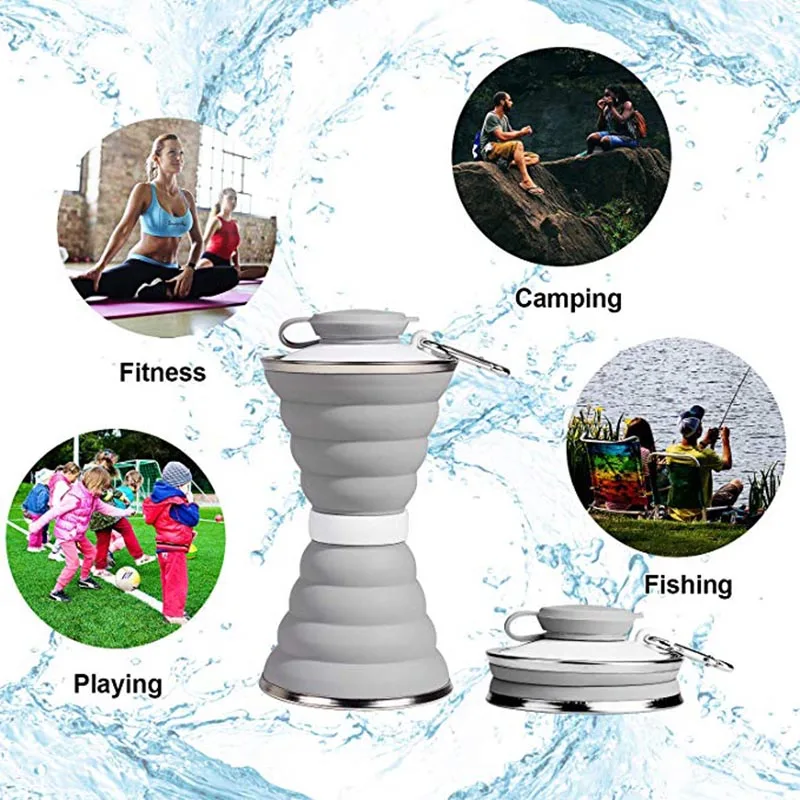 MYBOTTY Space-saving Collapsible Water Bottle Silicone BPA Free Telescopic Cup Lid Hook Portable Creative Travel Drinking | Дом и сад