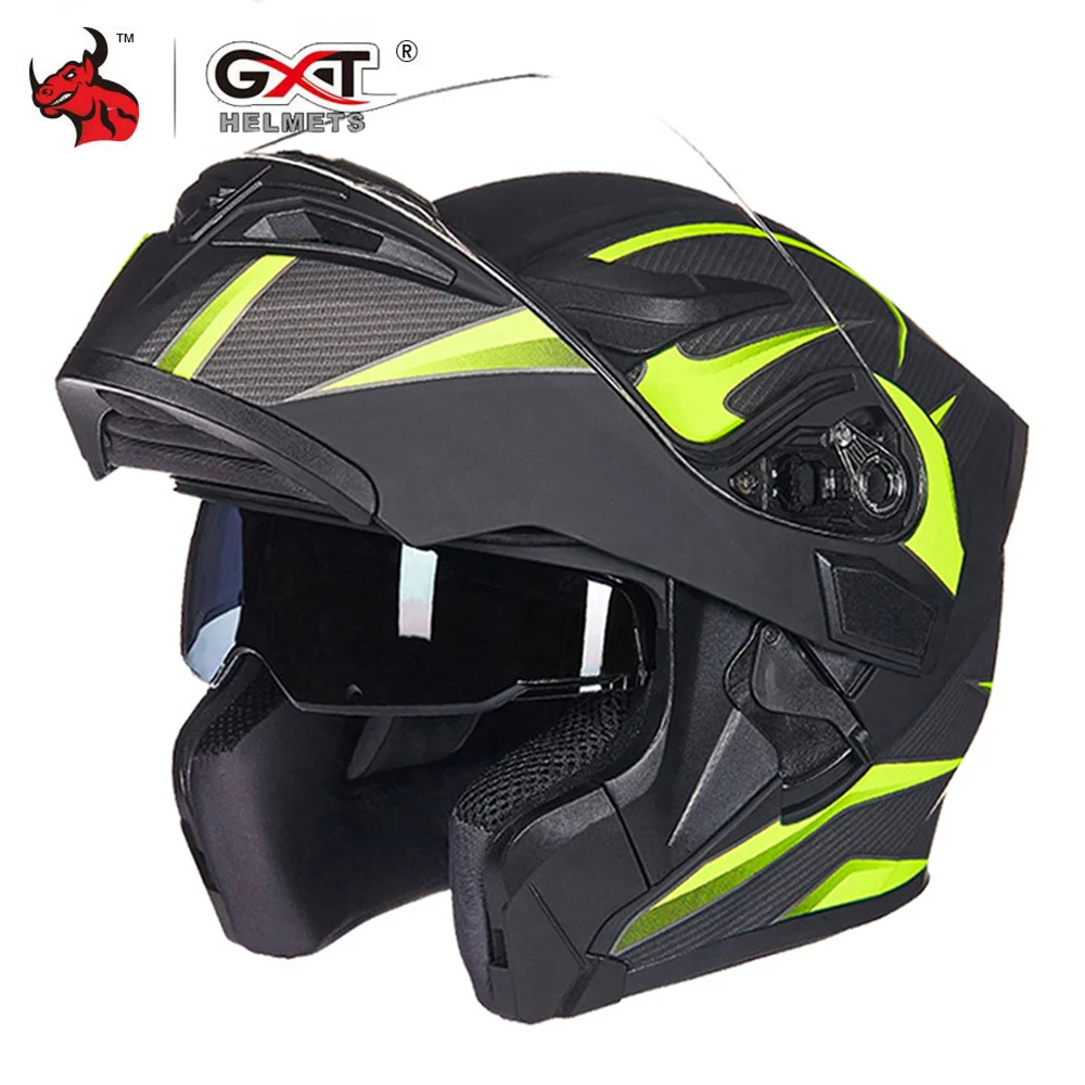 

GXT New Motorcycle Helmet Flip up Motocross Helmet Capacete da Motocicleta Cascos Moto Casque Doublel lens Racing Riding Helmets
