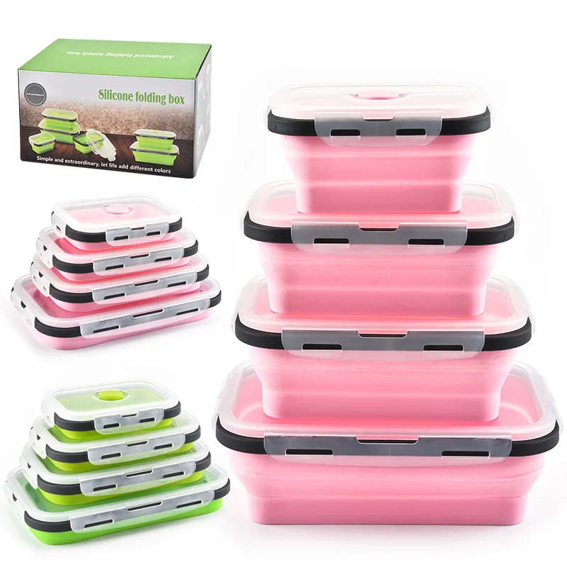 

Collapsible Silicone Food Storage Container Stackable,Microwaveable,Freezer, Dishwasher Safe, Meal Prep Lunch Box Containers