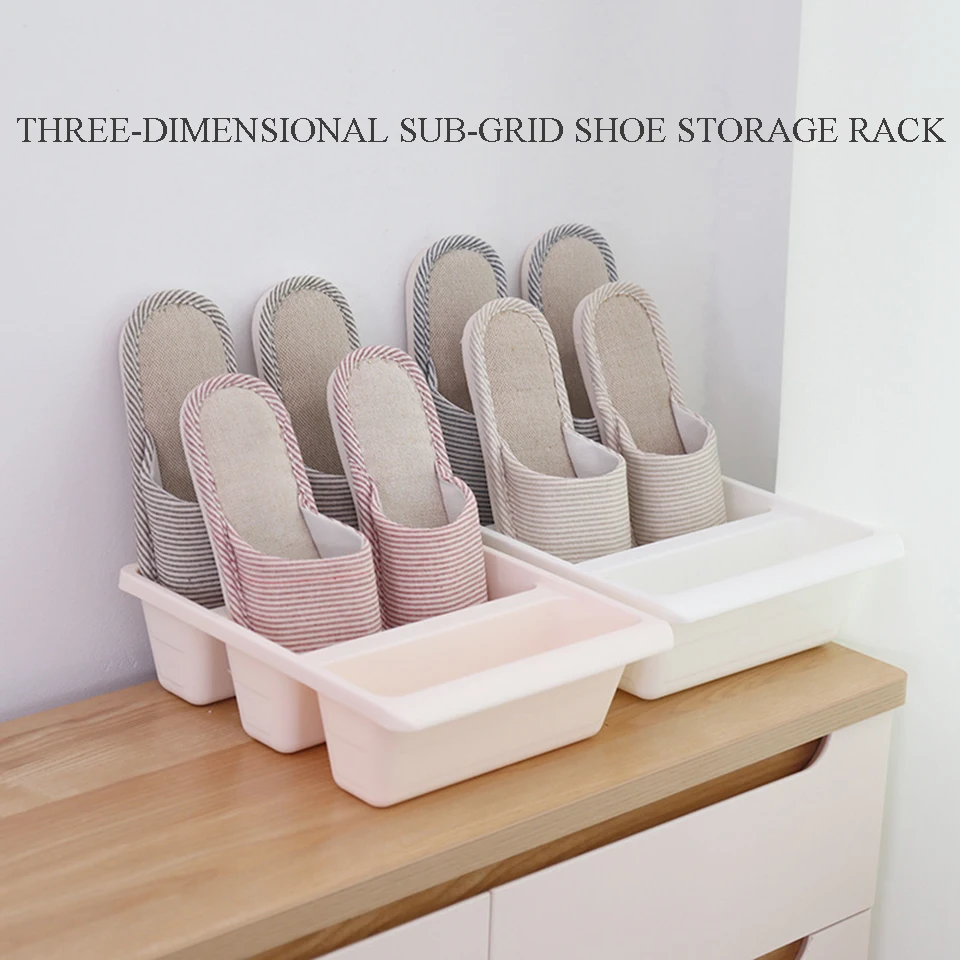 Three-grid Vertical PP Plastic Shoes Storage Boxes Simple Integrated High Capacity Slippers Shoe Bracket Racks Home Storage Box