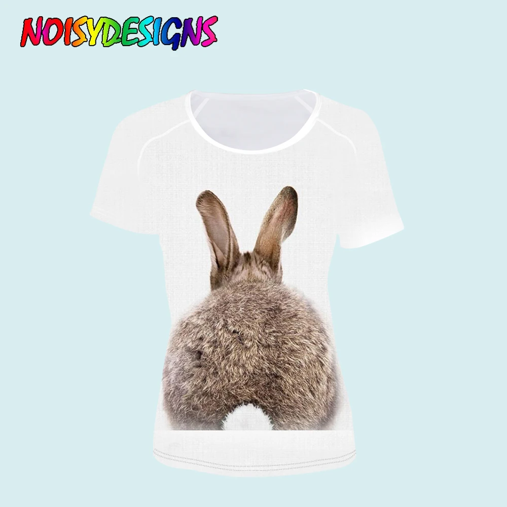 NOISYDESIGNS милые топы с кроликом модная футболка для женщин летняя коротким рукавом