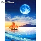 Алмазная мозаика EverShine 5D сделай сам, картина в виде Луны, ночи, квадратной формы, живописный Декор для дома с лодкой