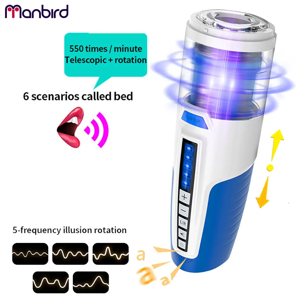 Телескопический Мужской мастурбатор 4D с автоматическим вращением