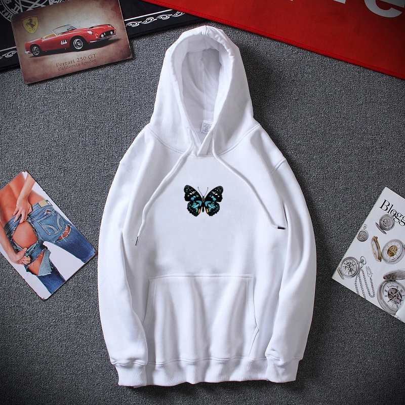 

Зимние толстовки с принтом бабочки и графикой для девочек, уличная одежда в стиле хип-хоп, Женская толстовка, хипстерская Повседневная Толс...