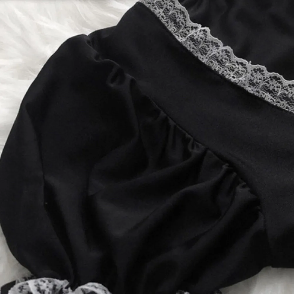 

Rosetic Vintage Gothic Lolita Dress Women Designer Lace Mesh Patchwork Designer Brand Black Short Dresses 2020 High Quality