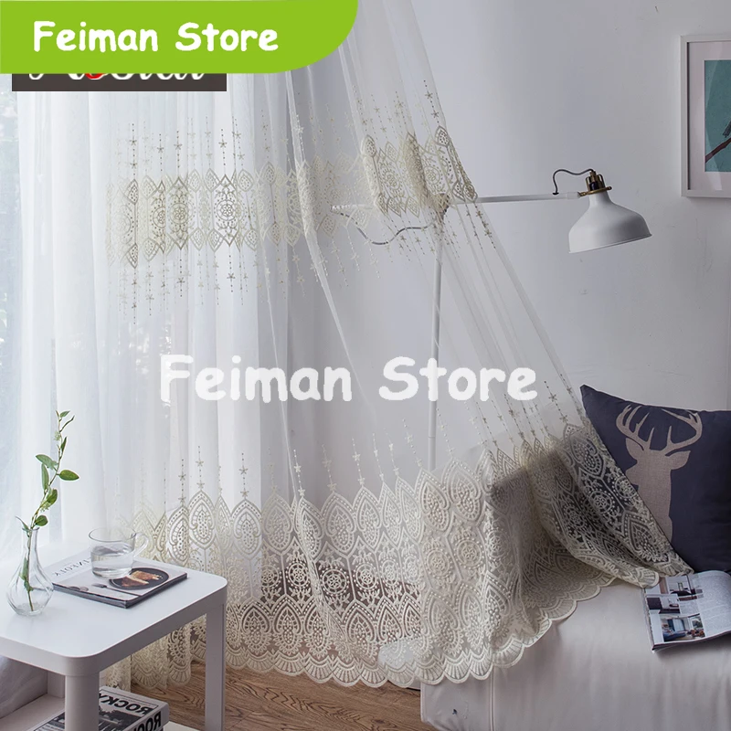Нежные тюлевые шторы с вышивкой для гостиной роскошные белые прозрачные
