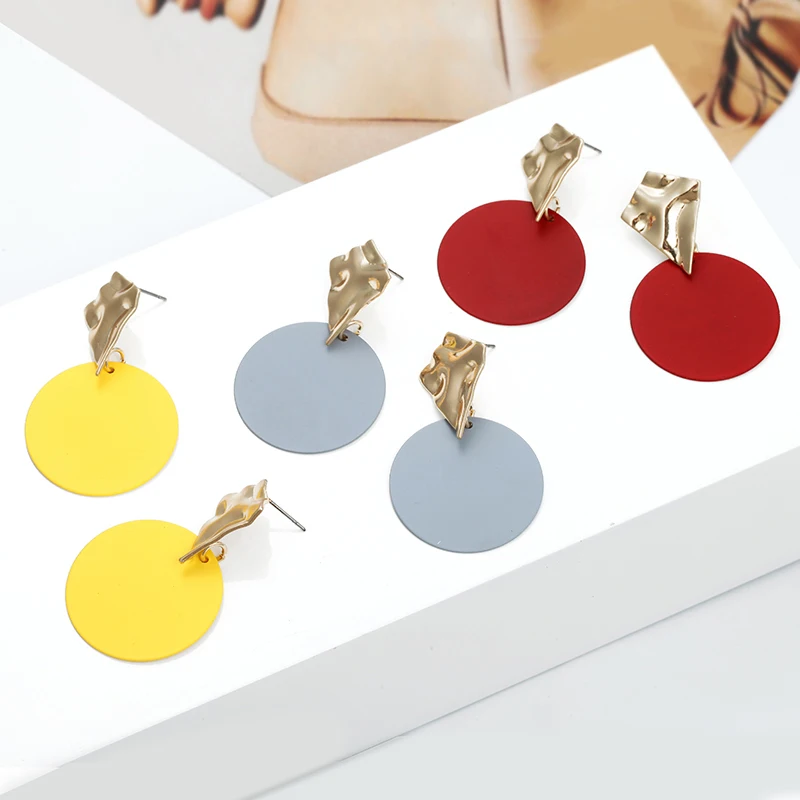 Новинка 2019 Корейская версия металлических сережек модные женские цветные