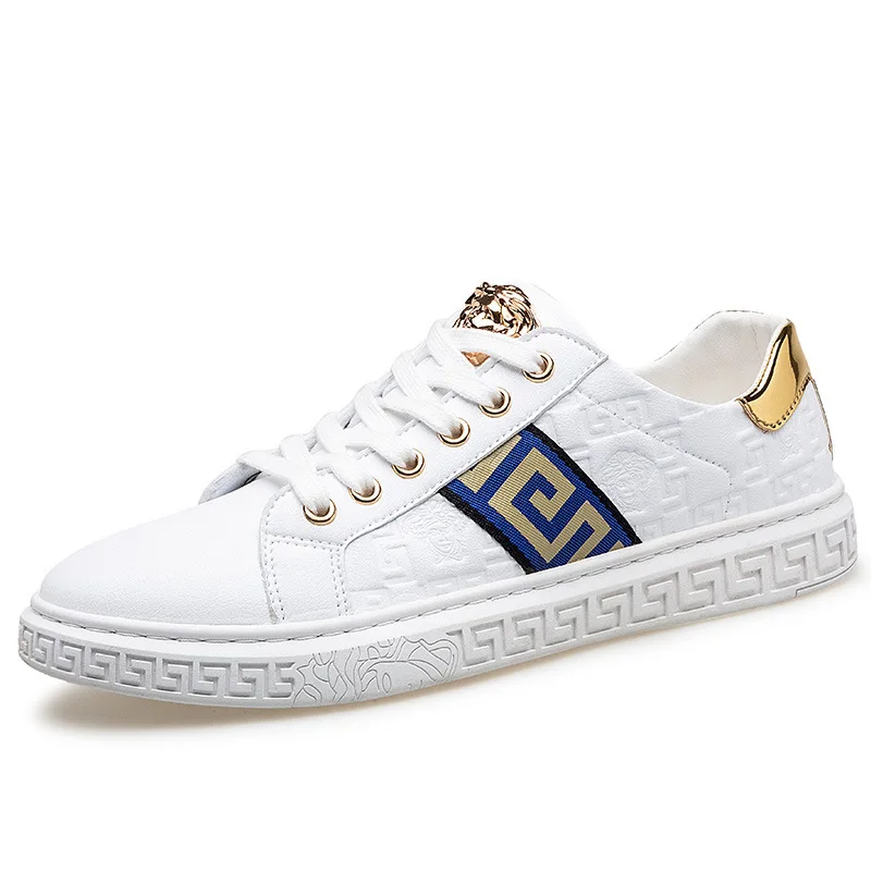 

New Fashion Men Shoes Medusa Black and White Board Shoes Low Top Breathable British Casual Shoes Men Single Shoes Sports Shoes