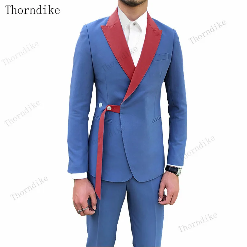 Новинка! Мужской облегающий смокинг Thorndike красного фиолетового синего цветов