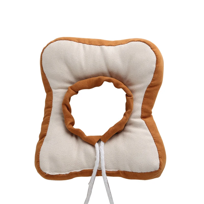 

Soft Cotton Pet Elizabethan Collar Toast Shaped Dog Cat Adjustable Wound Healing E-Collar Prevent Bite Neck Ring For Pets